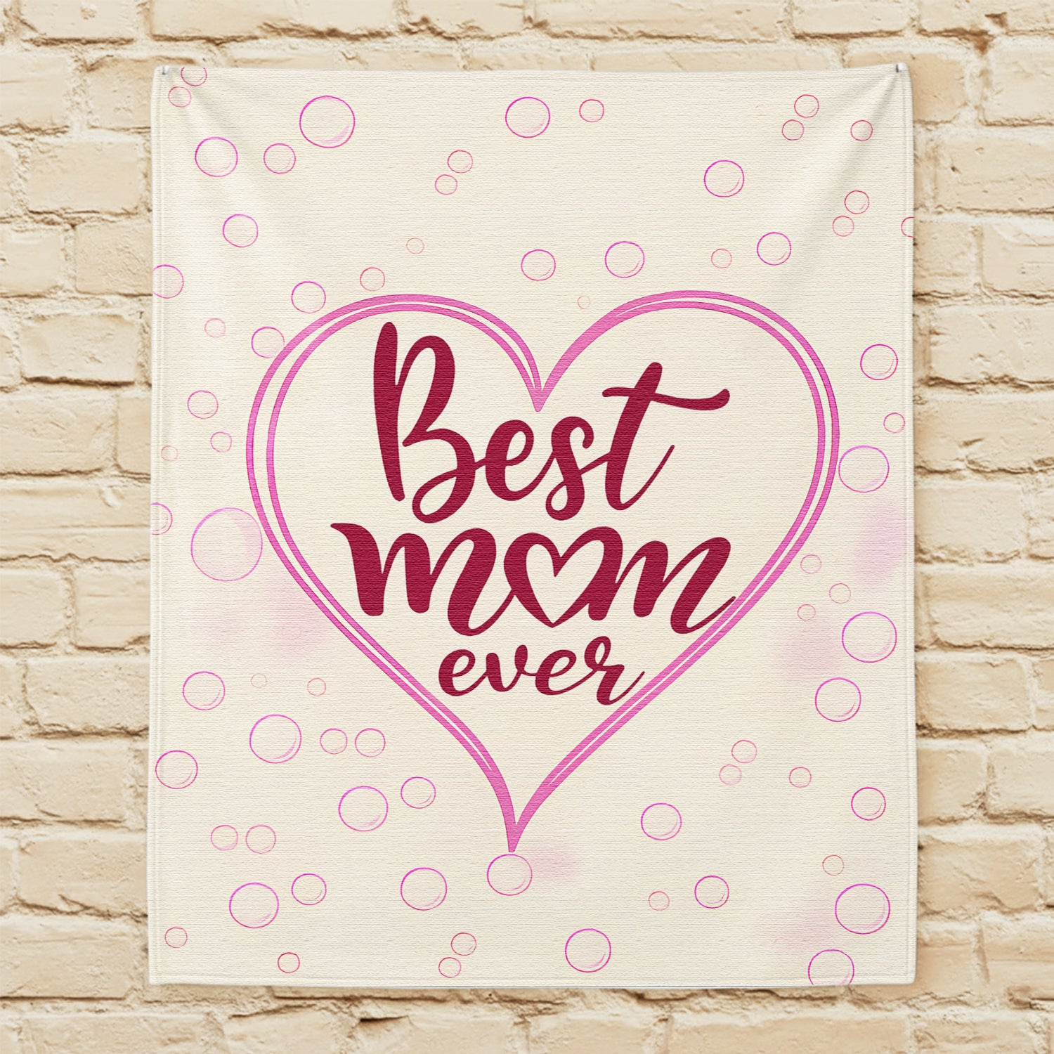 “Best Mom Ever” blanket with pink heart design — a cozy Personalized Gift from HerTender.com that wraps Mom in love.