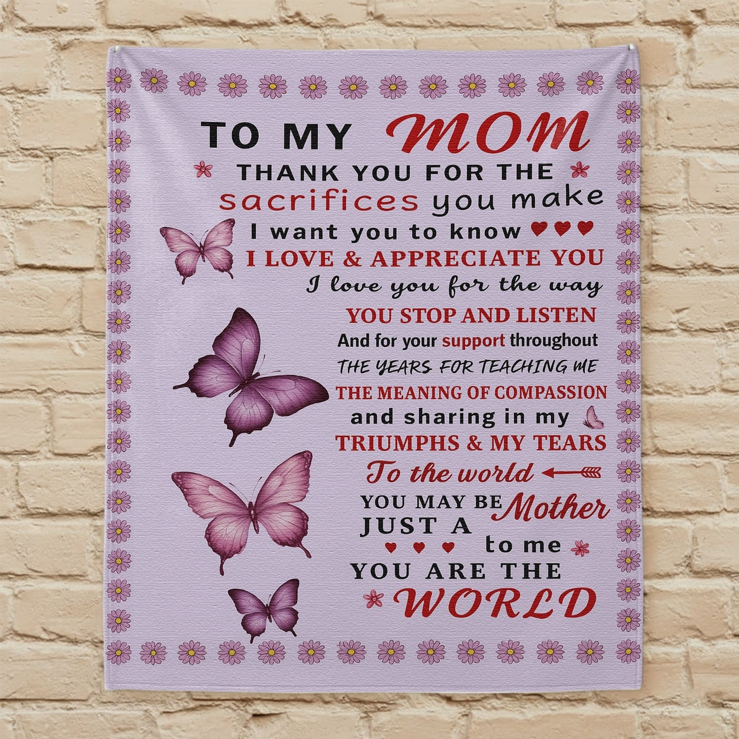 Purple blanket with butterflies and a loving quote for mom — discover heartfelt Personalized Gifts at HerTender.com and celebrate your love beautifully.
