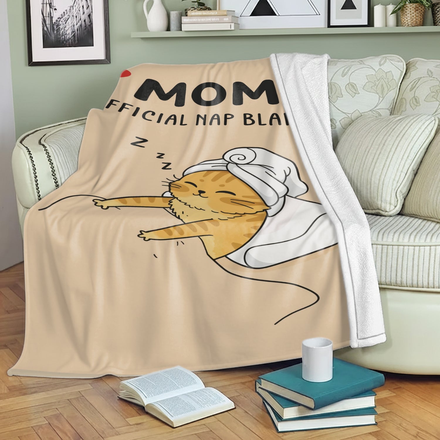 “Mom’s Official Nap Blanket” — HerTender.com’s soft and funny Personalized Gift that helps every mom relax in warmth and love.