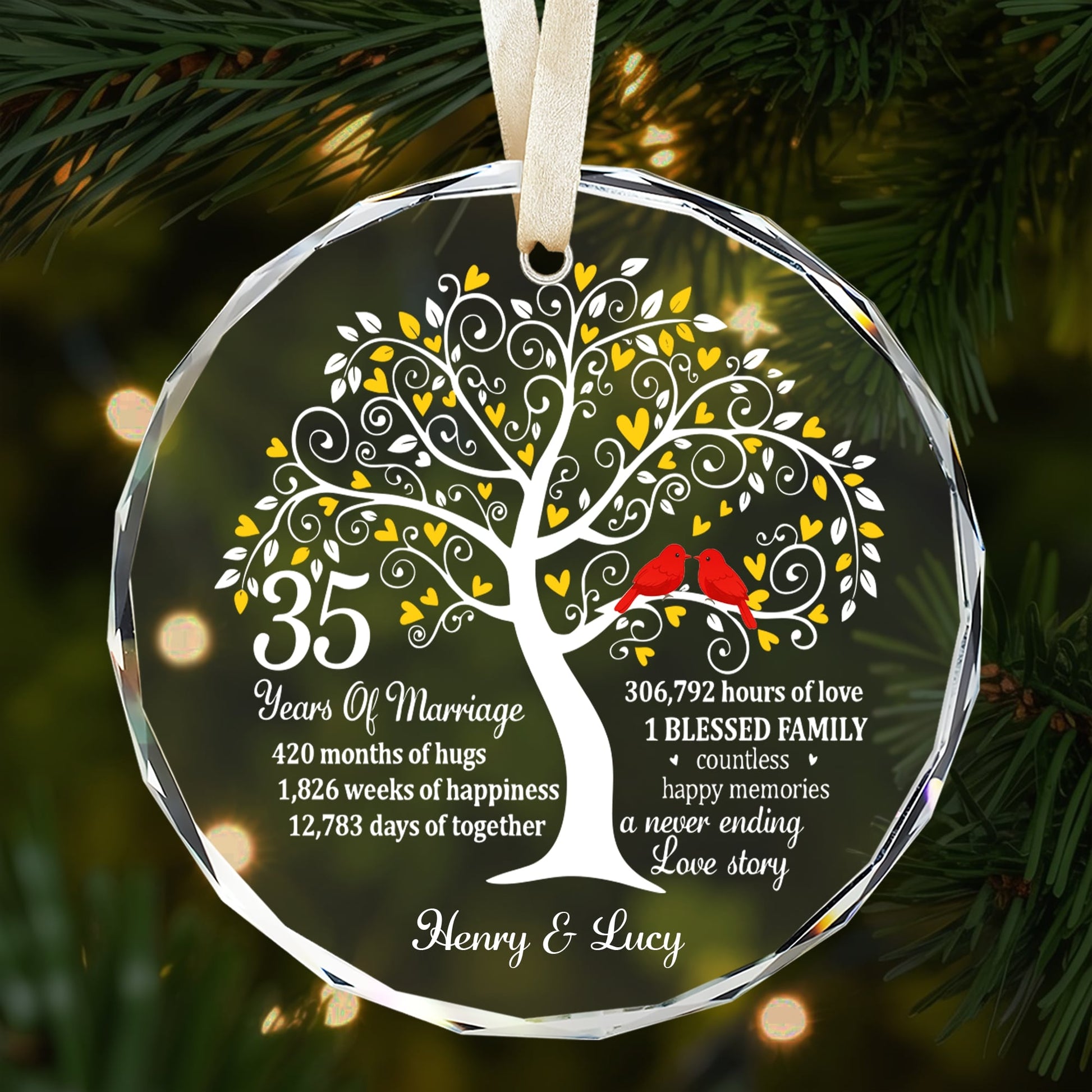 HerTender – Personalized Anniversary Gift Ornament, 35 Years of Marriage 2025 - Hertender