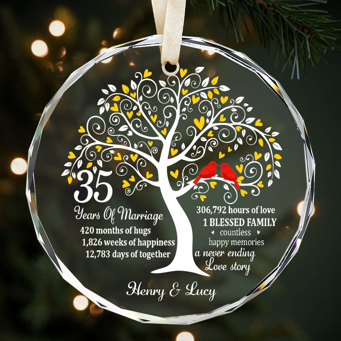 HerTender – Personalized Anniversary Gift Ornament, 35 Years of Marriage 2025 - Hertender