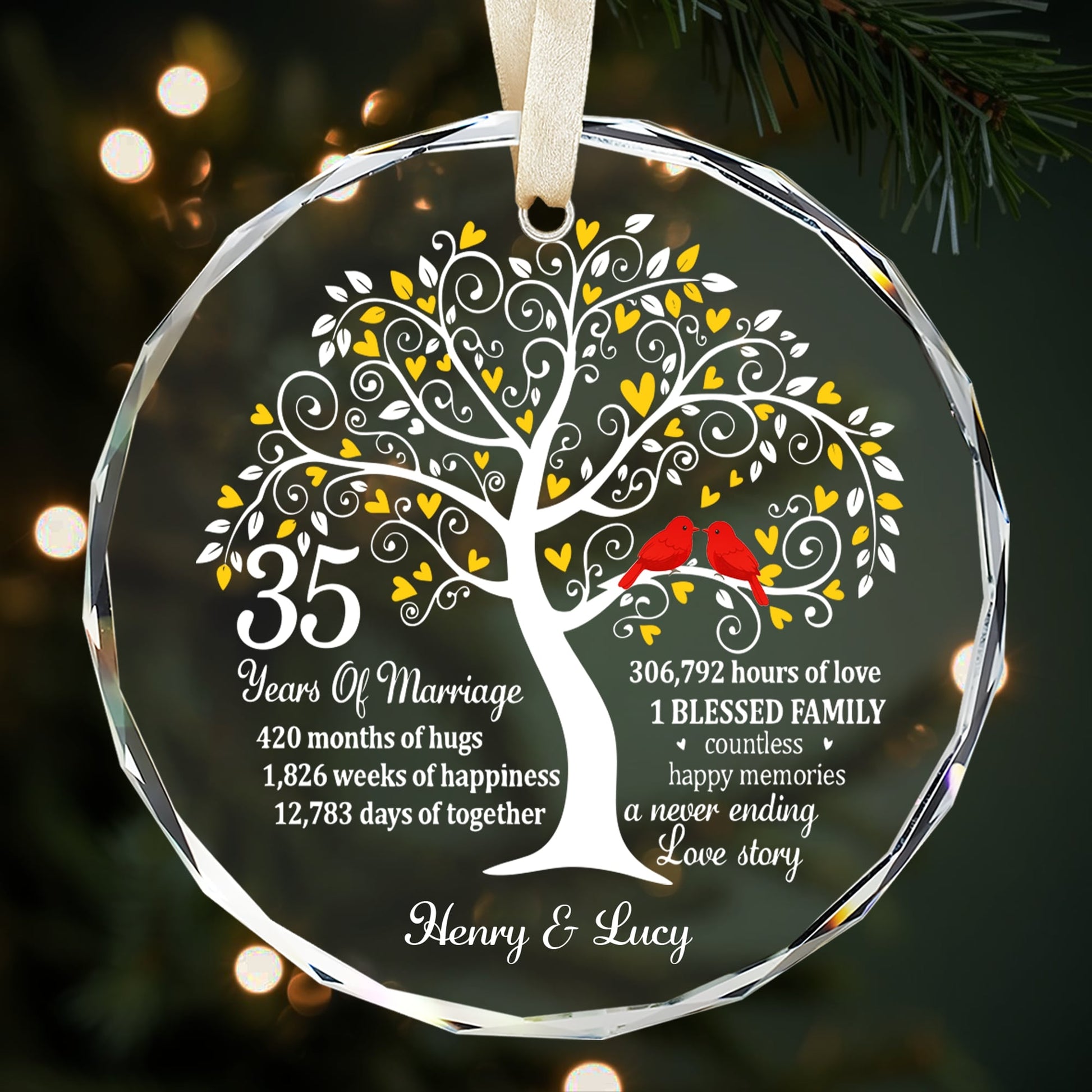 HerTender – Personalized Anniversary Gift Ornament, 35 Years of Marriage 2025 - Hertender