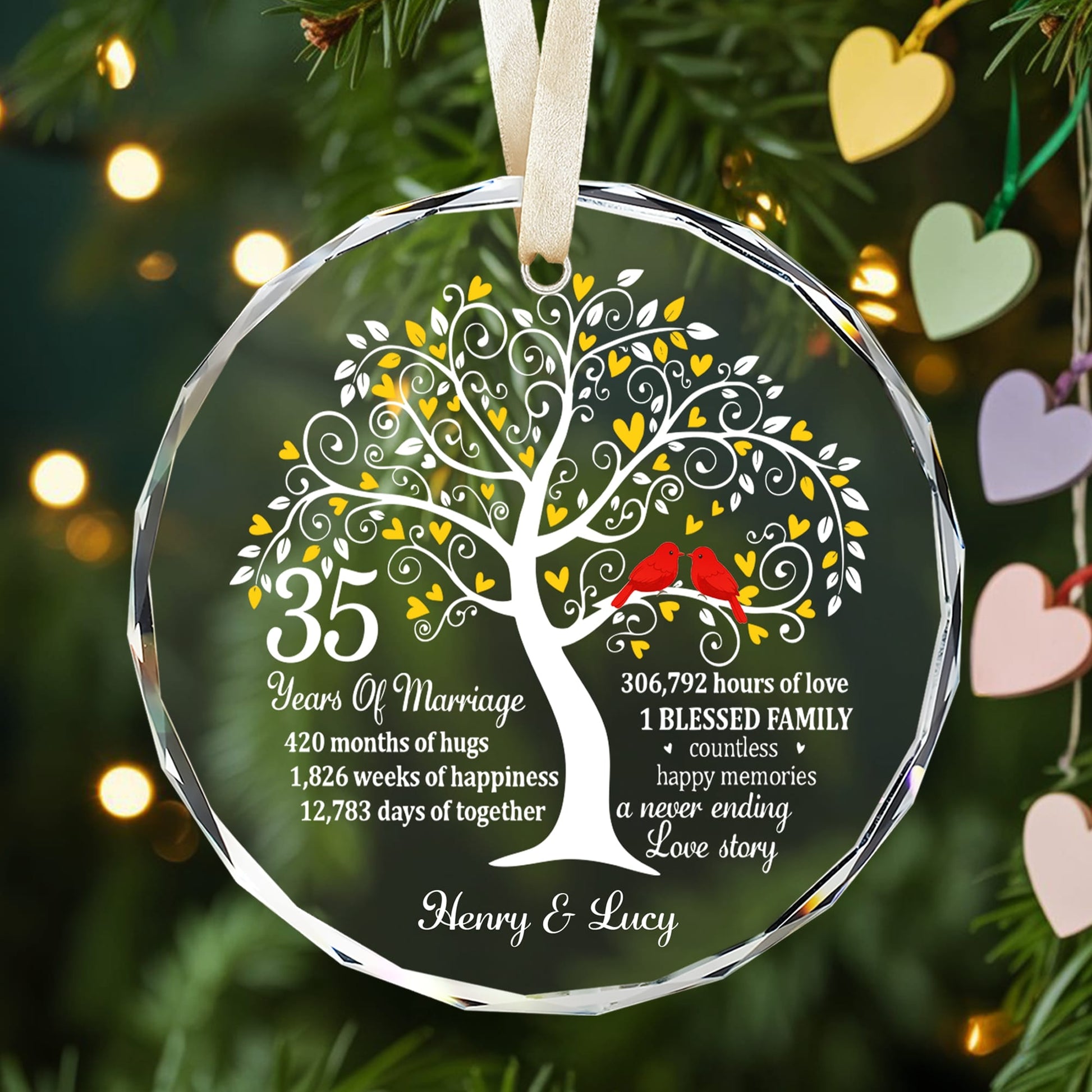 HerTender – Personalized Anniversary Gift Ornament, 35 Years of Marriage 2025 - Hertender