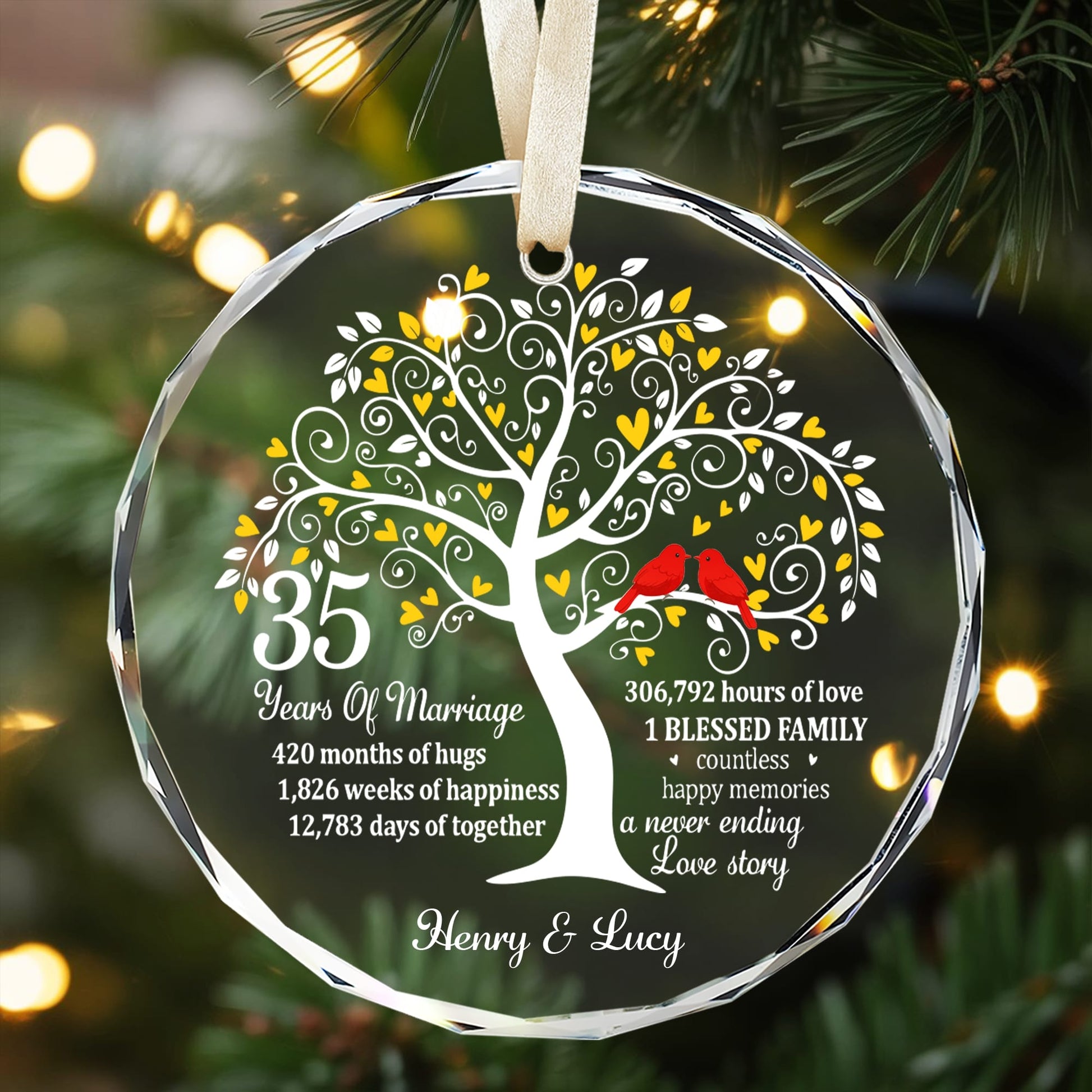 HerTender – Personalized Anniversary Gift Ornament, 35 Years of Marriage 2025 - Hertender