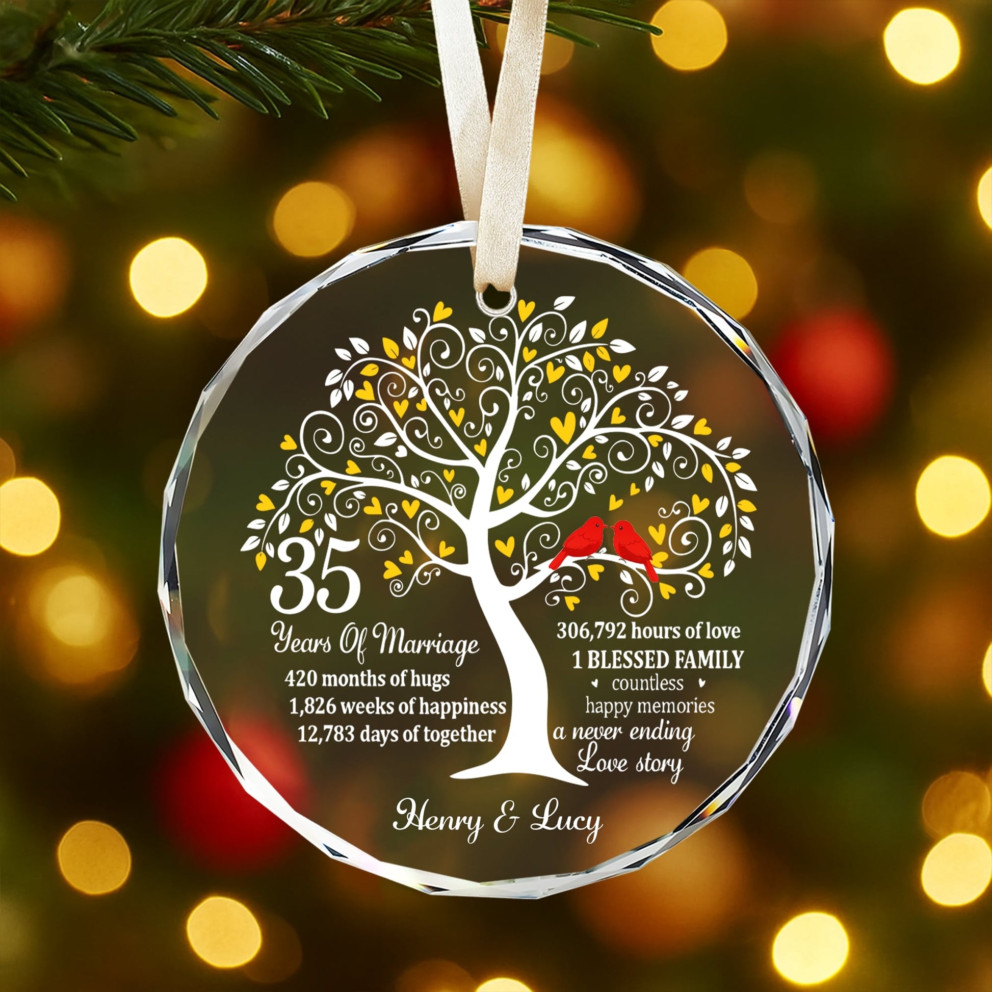 HerTender – Personalized Anniversary Gift Ornament, 35 Years of Marriage 2025 - Hertender