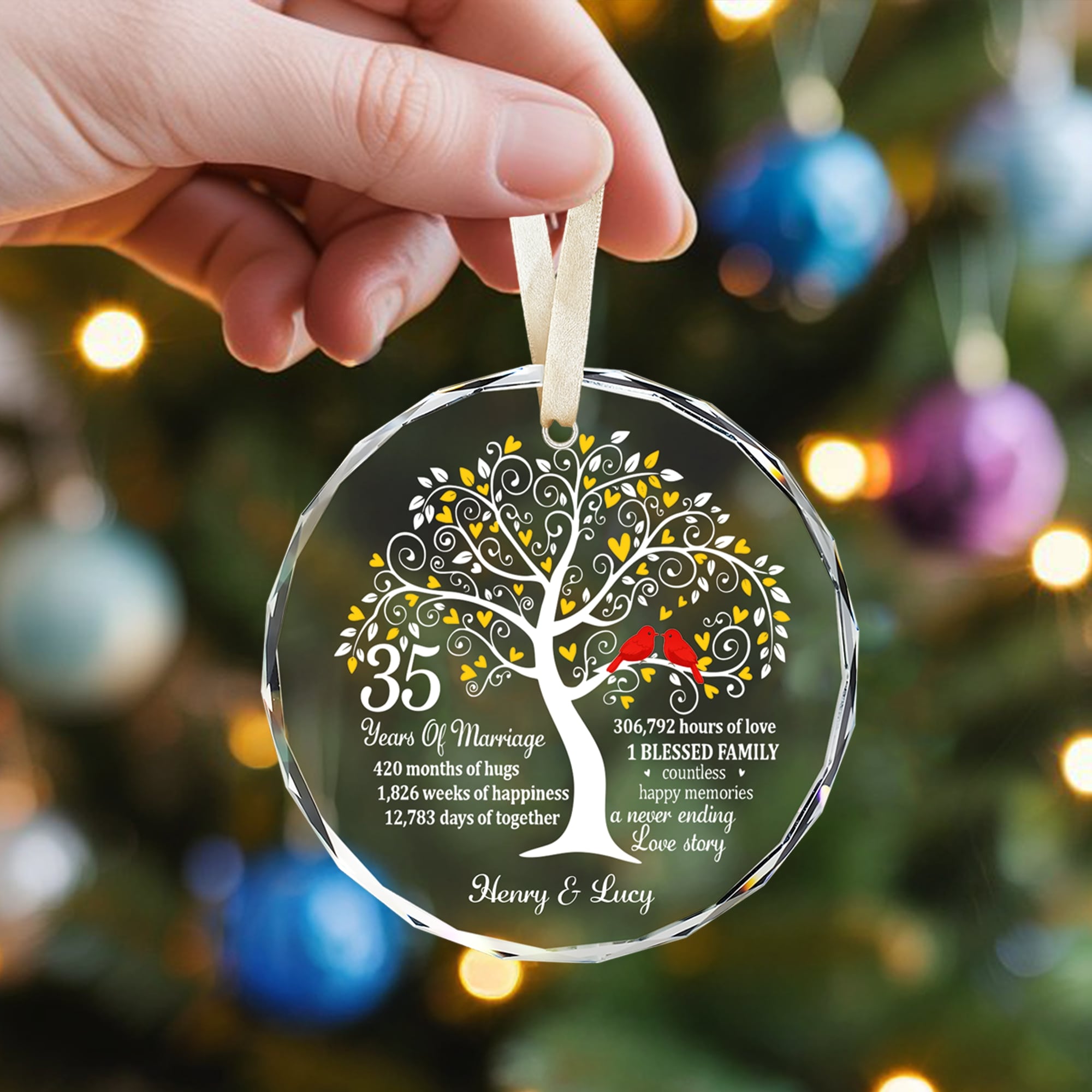 HerTender – Personalized Anniversary Gift Ornament, 35 Years of Marriage 2025 - Hertender
