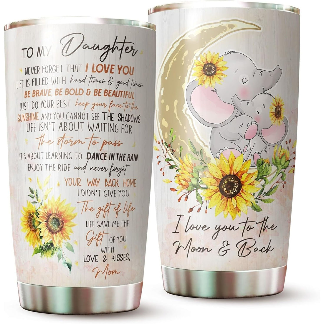 Galaxy-style sunflower tumbler with encouraging message for a daughter, ideal as 21st Birthday Gifts for Daughter — Remind her she’s never alone with Hertender at hertender.com.