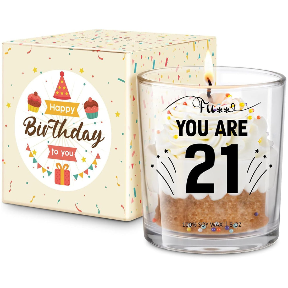 Bold sprinkle-filled candle celebrating turning 21 with playful attitude, ideal as 21st Birthday Gifts for Daughter — Start the party strong with Hertender at hertender.com.