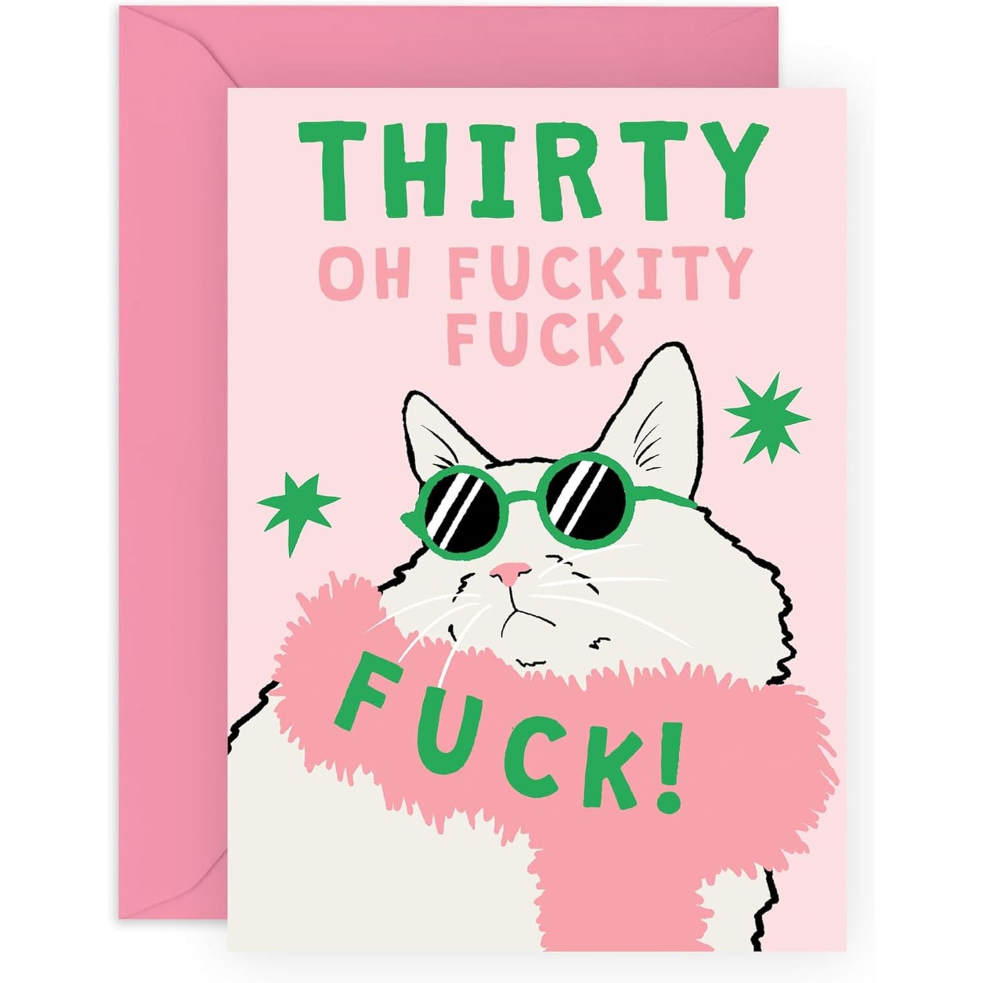 Funny “Thirty Oh F*ckity” cat birthday card with attitude, a bold and sassy 30th birthday gift for girlfriend—perfect for laughs and big milestone vibes.