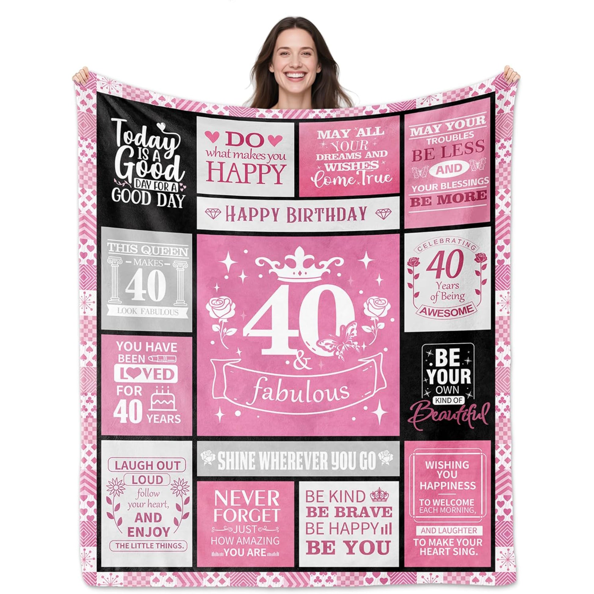40th birthday gifts for wife fun and fabulous birthday blanket celebrating confidence at forty — Celebrate her shine with a personal touch at Hertender.com.