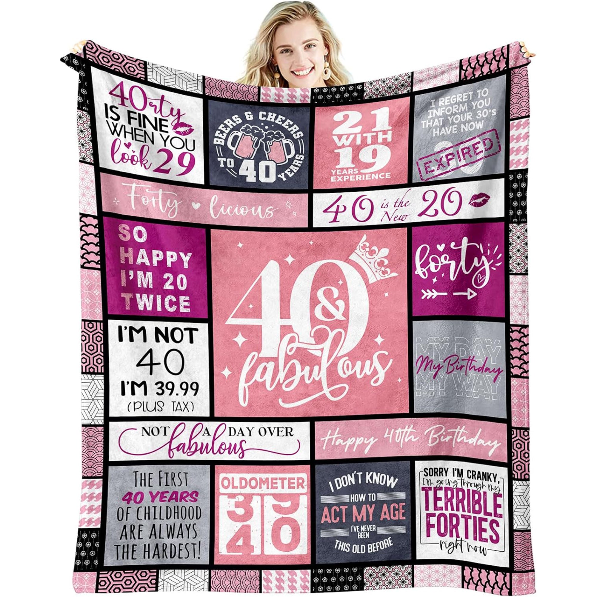 40th birthday gifts for wife fun and fabulous blanket celebrating her journey — Celebrate her story with love at Hertender.com.