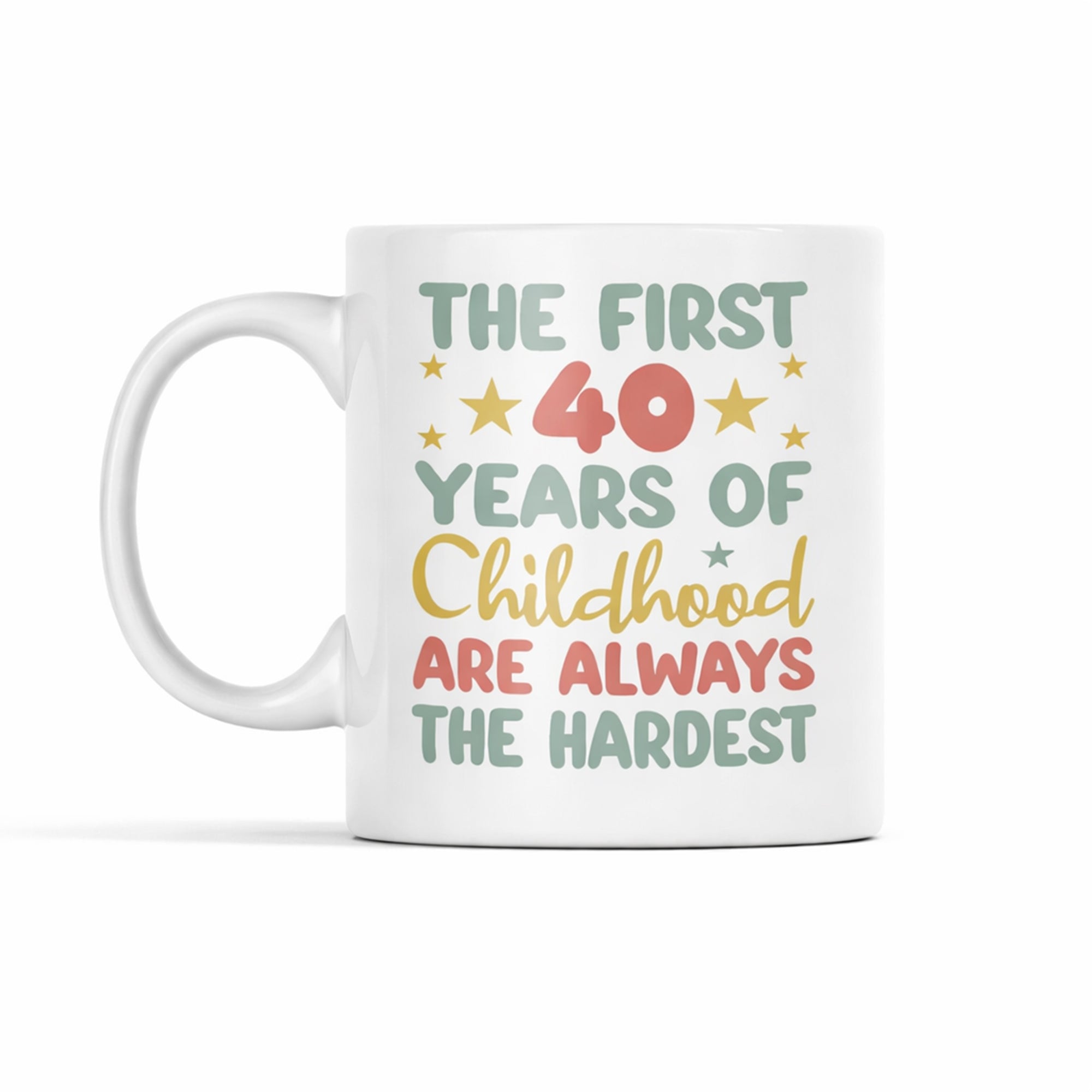 40th birthday gifts for wife cheerful humor mug celebrating forty with a smile — Make her laugh with a thoughtful gift from Hertender.com.