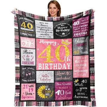 40th birthday gifts for wife fun and fabulous birthday blanket — Celebrate her confidence and joy with a personal touch at Hertender.com.