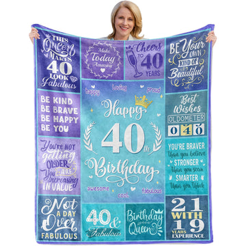 40th birthday gifts for wife fun and fabulous birthday blanket celebrating confidence and joy — Wrap her in love and encouragement at Hertender.com.