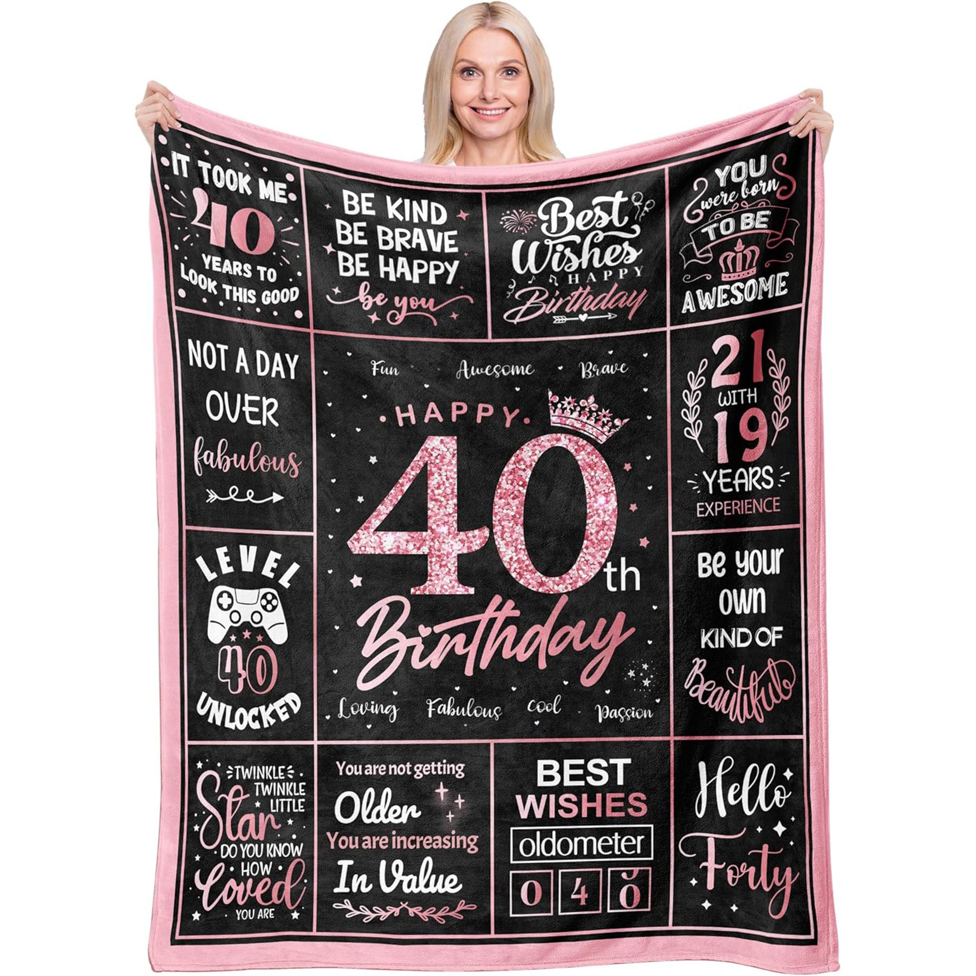 40th birthday gifts for wife fun and fabulous birthday blanket celebrating confidence and joy — Celebrate her milestone with a personal touch at Hertender.com.