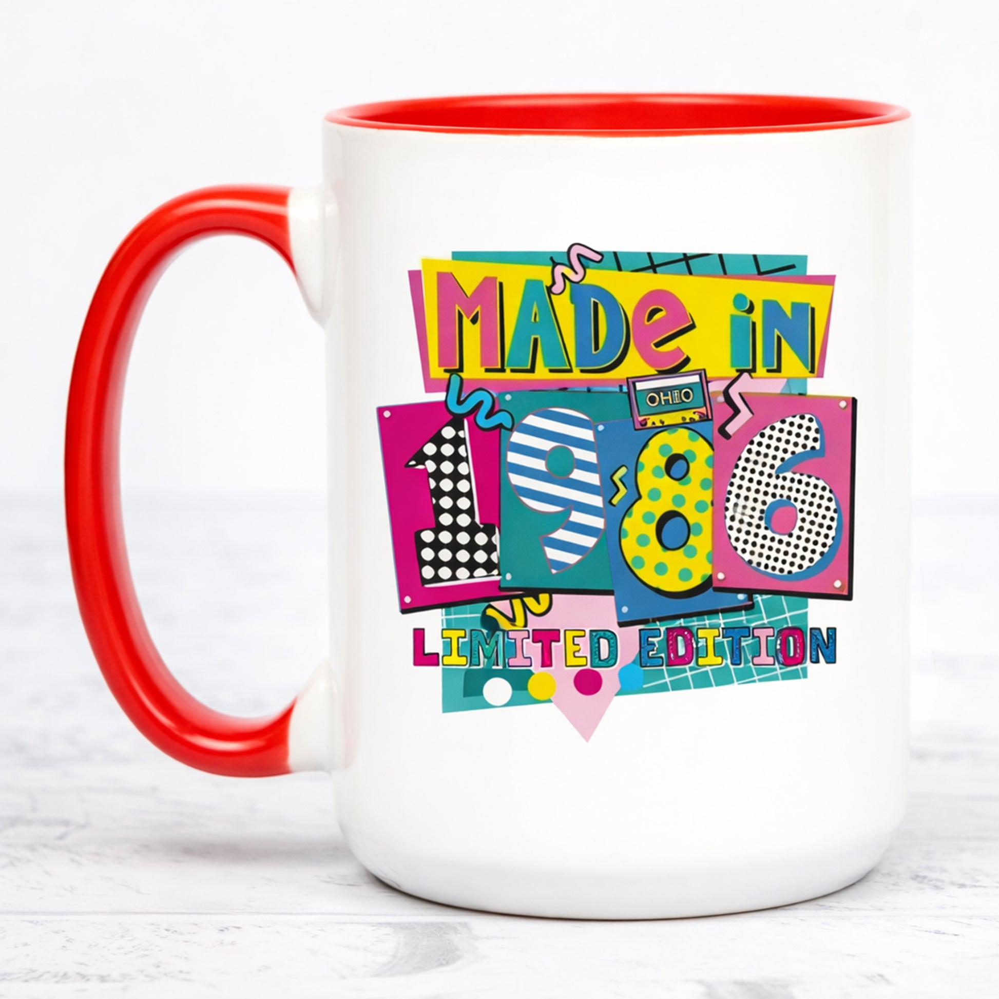 40th birthday gifts for wife retro milestone mug celebrating her 1986 birth year — Celebrate her story with love at Hertender.com.