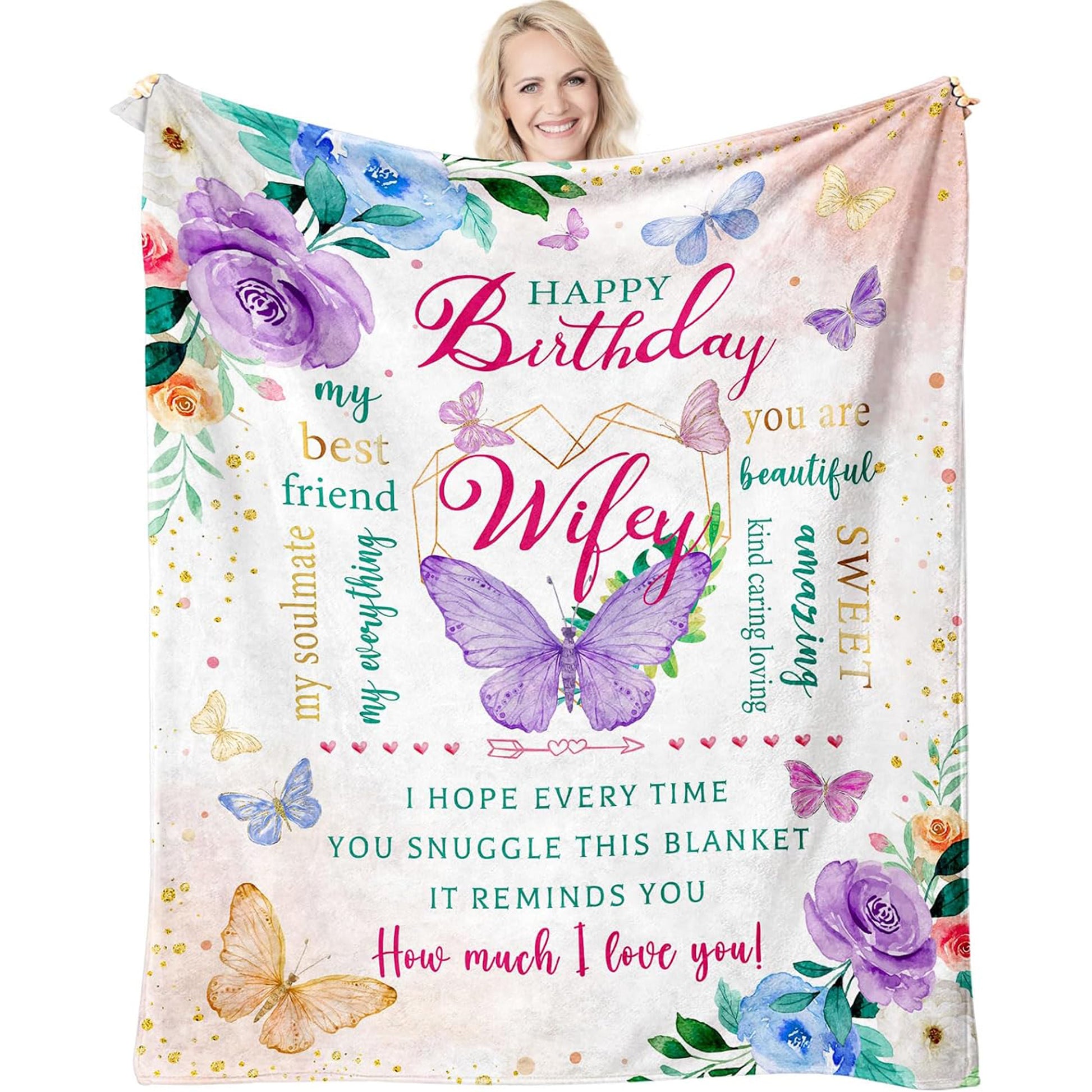 40th birthday gifts for wife floral birthday blanket with a heartfelt message — Wrap her in love and meaning with a personal touch at Hertender.com.