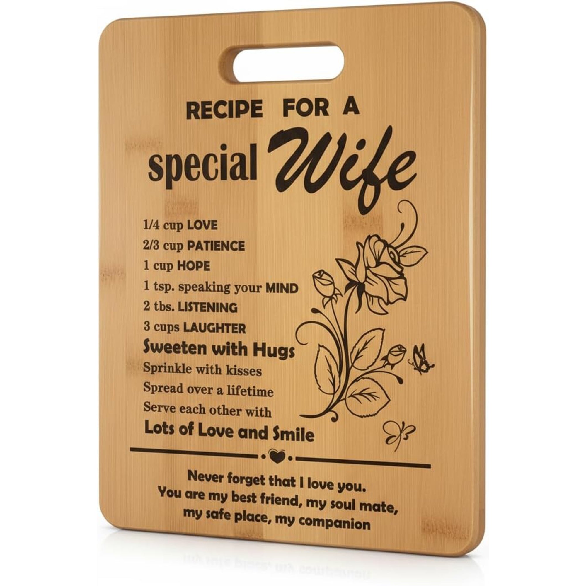 40th birthday gifts for wife cutting board engraved with a heartfelt recipe celebrating love and devotion — Celebrate her heart with a personal touch at Hertender.com.