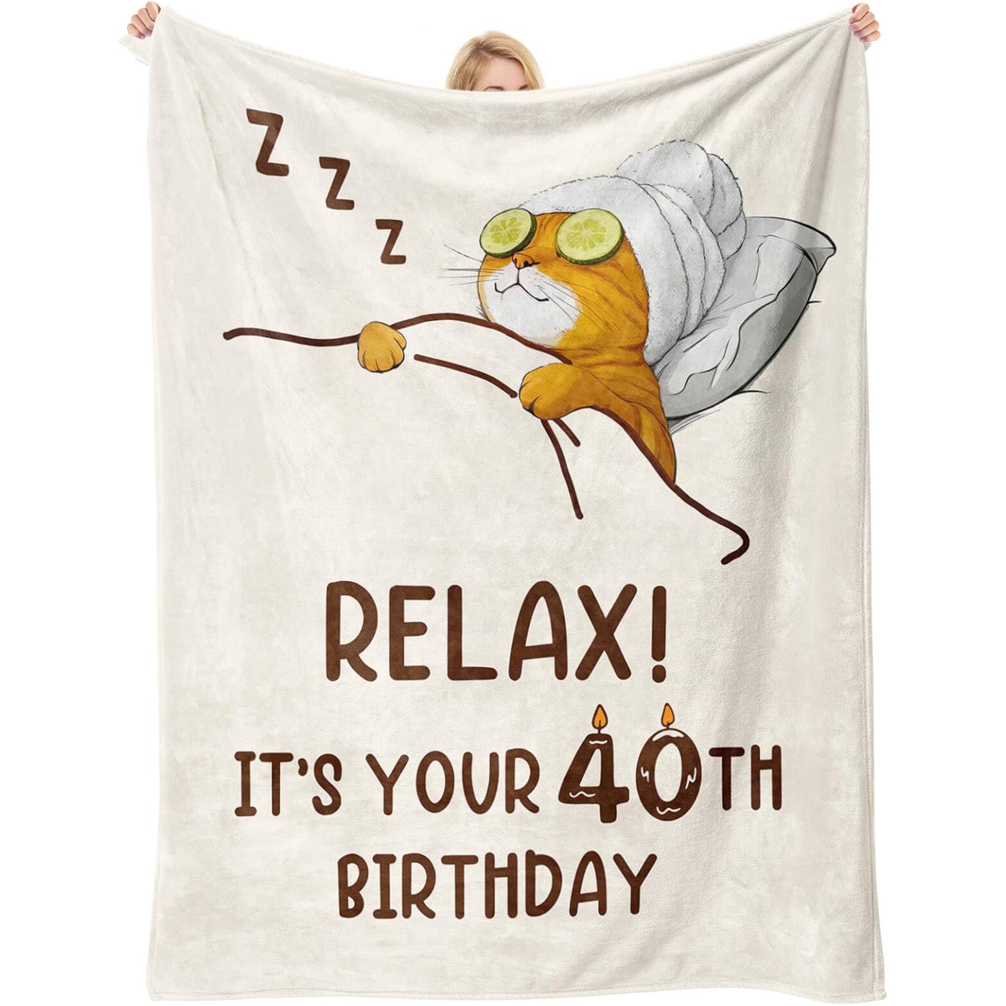 40th birthday gifts for wife cozy relaxing blanket with a playful cat design — Let her unwind and feel cherished at Hertender.com.