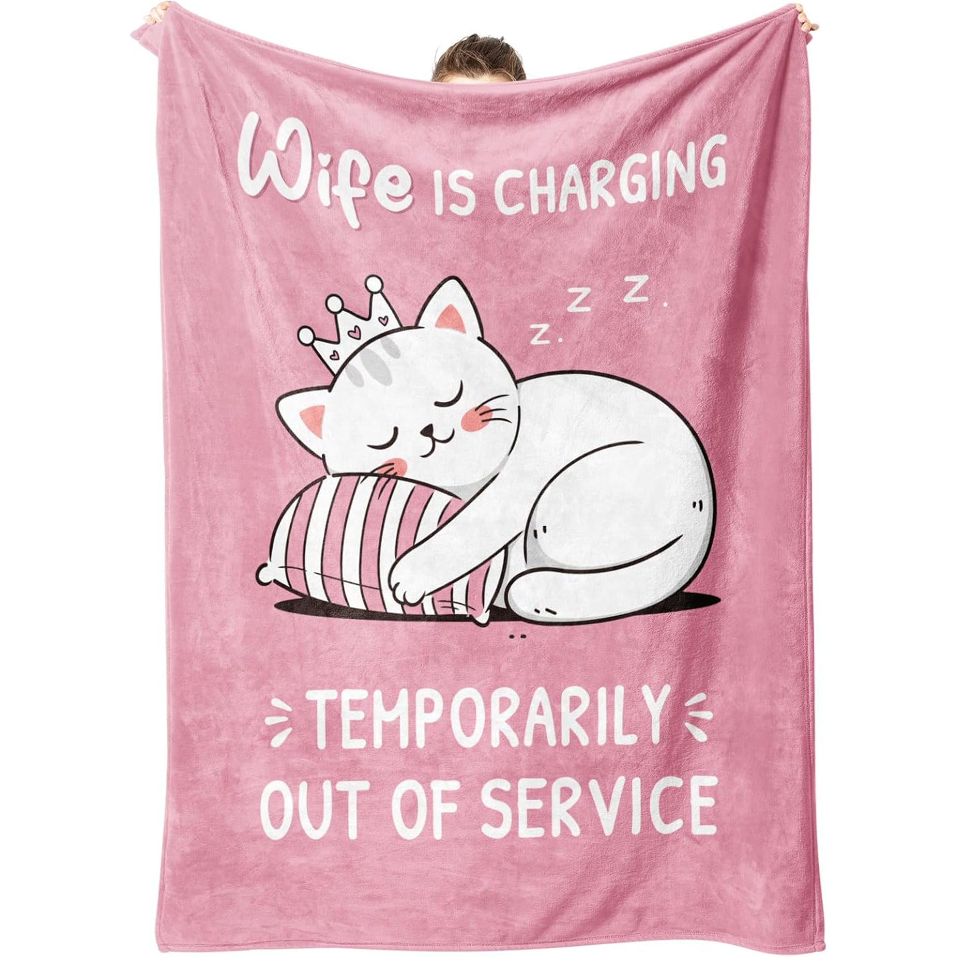 40th birthday gifts for wife cozy pink nap blanket with a playful cat design — Let her rest, recharge, and feel loved at Hertender.com.