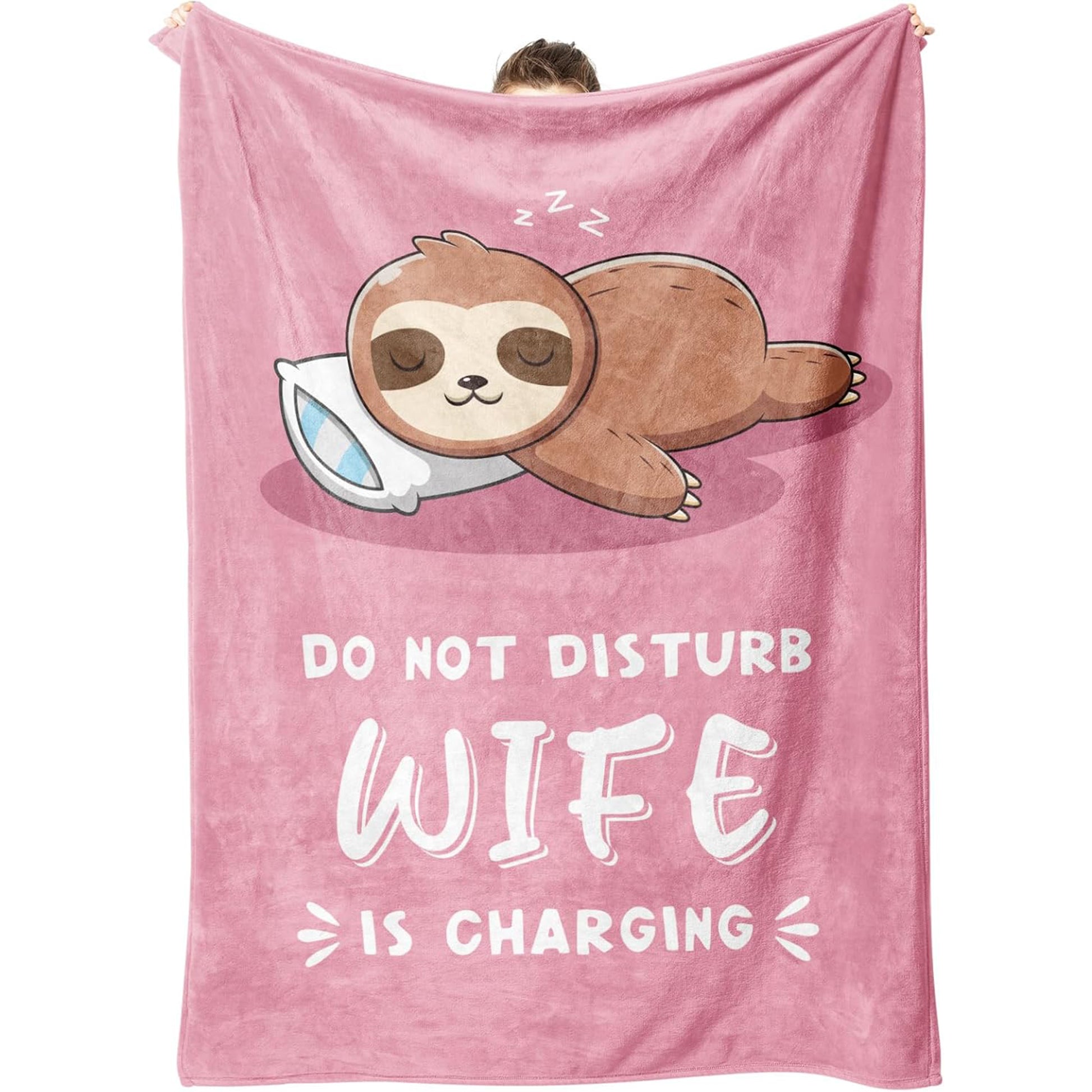 40th birthday gifts for wife cozy pink nap blanket with a cute sloth design — Let her rest, recharge, and feel loved at Hertender.com.