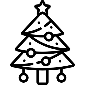 Minimal line icon of Christmas tree representing a personalize gift for holidays — Discover meaningful gifts at Hertender.com.