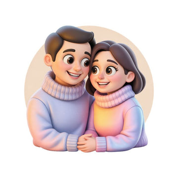 Illustration of happy couple together representing a personalize gift for couples — Discover meaningful gifts at Hertender.com.